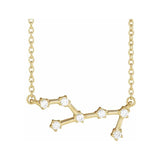 Minimalist Virgo necklace featuring pave diamond constellation in solid gold variant--14K-yellow-gold