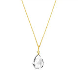14K yellow gold white topaz necklace with clear gemstone variant--14K-yellow-gold variant--White-Topaz