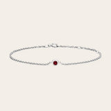 14K white gold Garnet bracelet, January birthstone garnet bracelet layered with gold chains white gold variant--14K-white-gold variant--Garnet