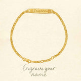 Gold engravable ID bracelet shown las an illustration