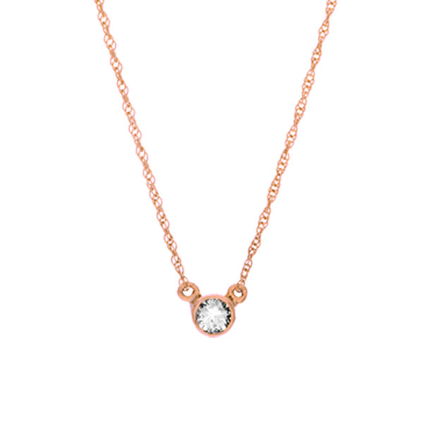 14K rose gold Diamond necklace, 14K rose gold Diamond solitaire necklace, 14K rose gold Diamond birthstone necklace