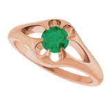 14K Rose Natural Emerald Belcher Ring rose gold variant--Emerald-Nat variant--14K-rose-gold