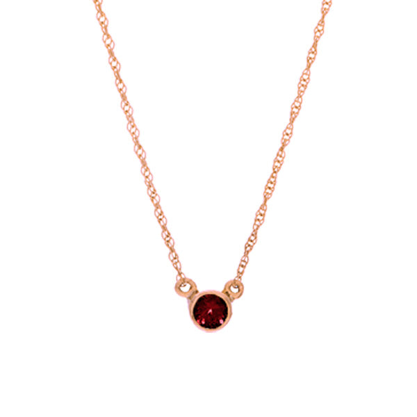 14K rose gold Garnet necklace, 14K rose gold Garnet solitaire necklace, 14K rose gold Garnet birthstone necklace