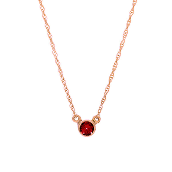 14K rose gold Ruby necklace, 14K rose gold Ruby solitaire necklace, 14K rose gold Ruby birthstone necklace