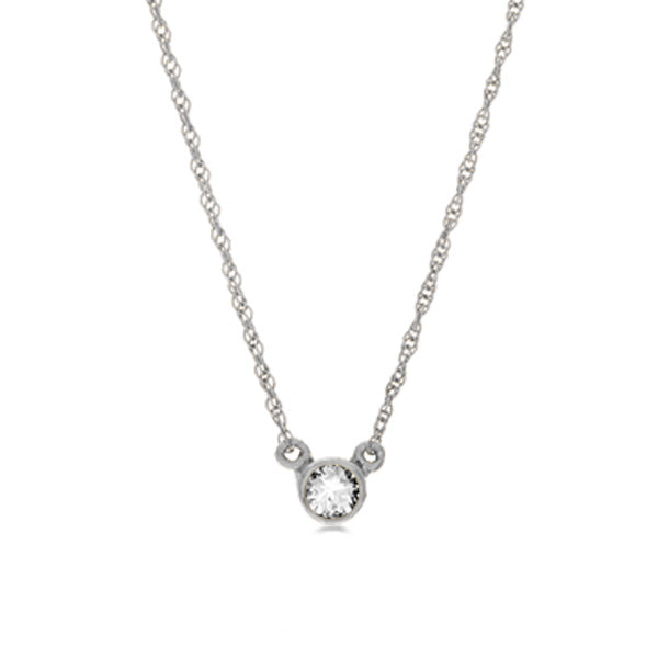 14K white gold Diamond necklace, 14K white gold Diamond solitaire necklace, 14K white gold Diamond birthstone necklace