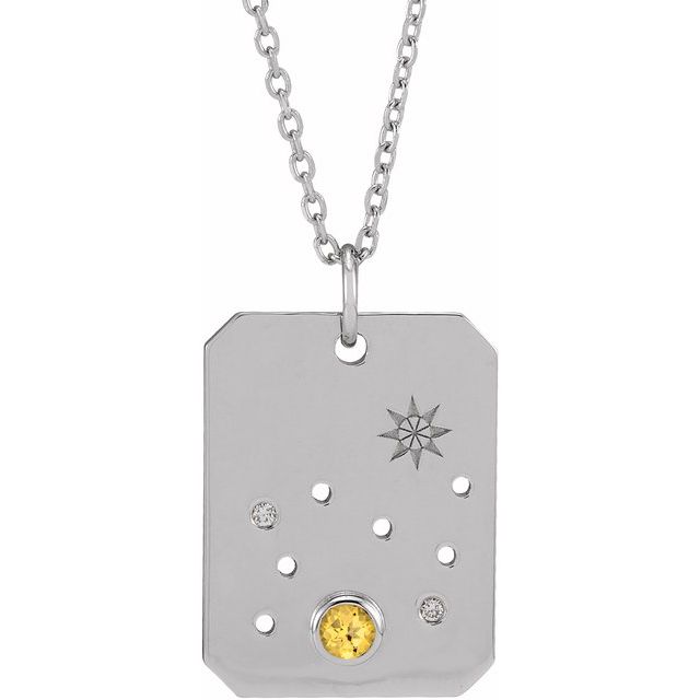 14K white gold Leo [constellation necklace], Leo Zodiac Constellation Necklace, 14K white gold Leo necklace