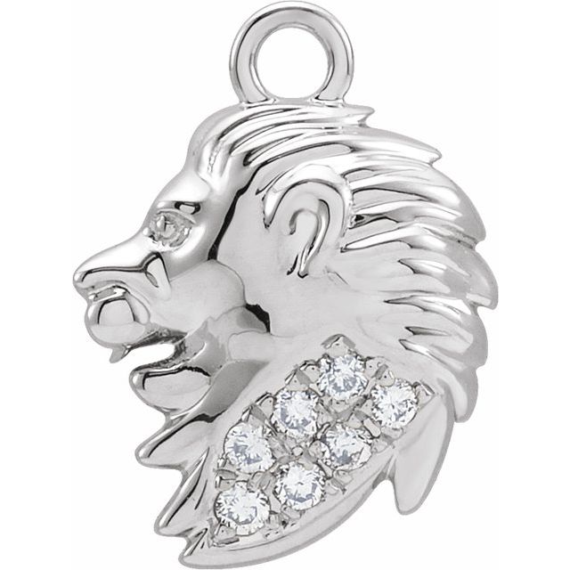 14K white gold Leo Diamond Zodiac Charm, Leo diamond charm, 14K white gold Leo charm