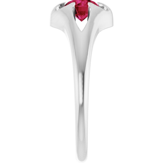 Ruby belcher-set cocktail ring in 14K white gold, handmade with recycled gold and eco-friendly gemstones.