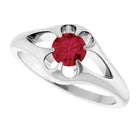 Ruby belcher-set cocktail ring in 14K white gold, handmade with recycled gold and eco-friendly gemstones.