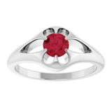 Ruby belcher-set cocktail ring in 14K white gold, handmade with recycled gold and eco-friendly gemstones. white gold variant--Ruby variant--14K-white-gold