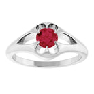 Ruby belcher-set cocktail ring in 14K white gold, handmade with recycled gold and eco-friendly gemstones.