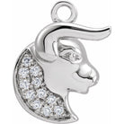 14K white gold Taurus Diamond Zodiac Charm, Taurus diamond charm, 14K white gold Taurus charm