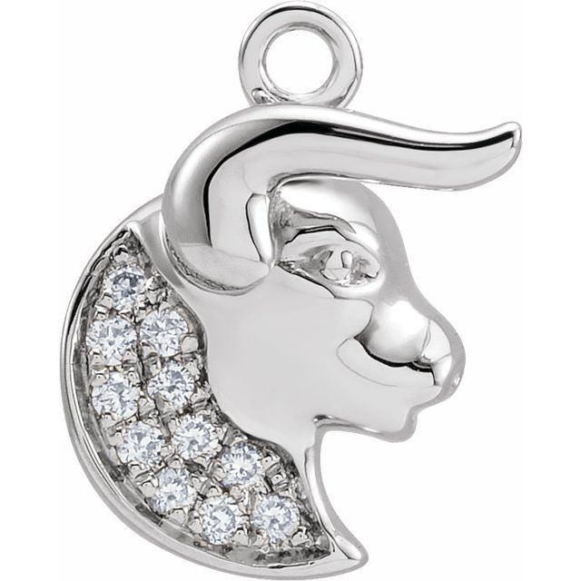 14K white gold Taurus Diamond Zodiac Charm, Taurus diamond charm, 14K white gold Taurus charm