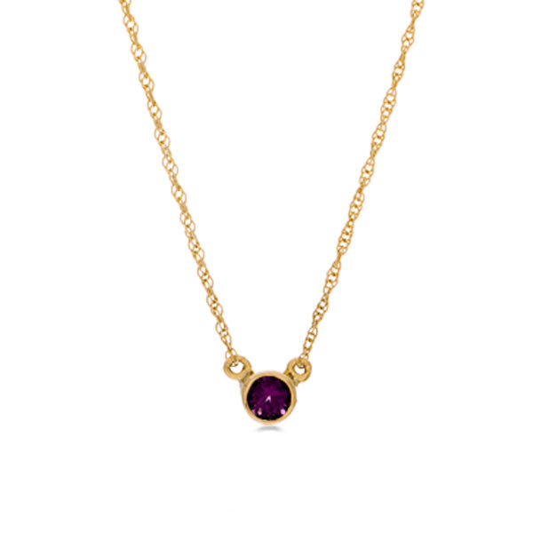 14K yellow gold Amethyst necklace, 14K yellow gold Amethyst solitaire necklace, 14K yellow gold Amethyst birthstone necklace
