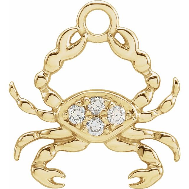 14K yellow gold Cancer Diamond Zodiac Charm, Cancer diamond charm, 14K yellow gold Cancer charm