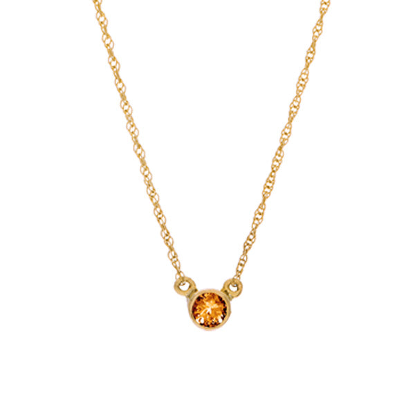 14K yellow gold Citrine necklace, 14K yellow gold Citrine solitaire necklace, 14K yellow gold Citrine birthstone necklace