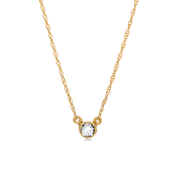 14K yellow gold Diamond necklace, 14K yellow gold Diamond solitaire necklace, 14K yellow gold Diamond birthstone necklace