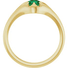 Emerald belcher-set cocktail ring in 14K yellow gold, handmade with recycled gold and eco-friendly gemstones.