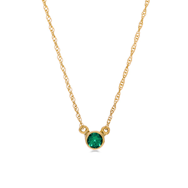 14K yellow gold Emerald necklace, 14K yellow gold Emerald solitaire necklace, 14K yellow gold Emerald birthstone necklace