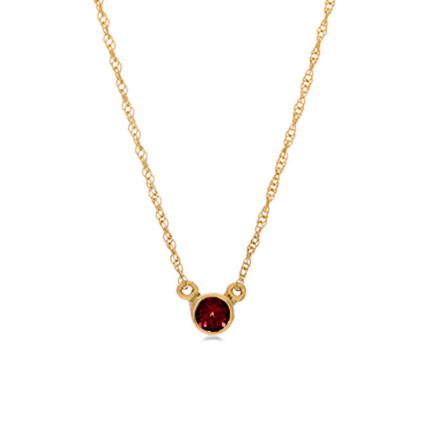 14K yellow gold Garnet necklace, 14K yellow gold Garnet solitaire necklace, 14K yellow gold Garnet birthstone necklace