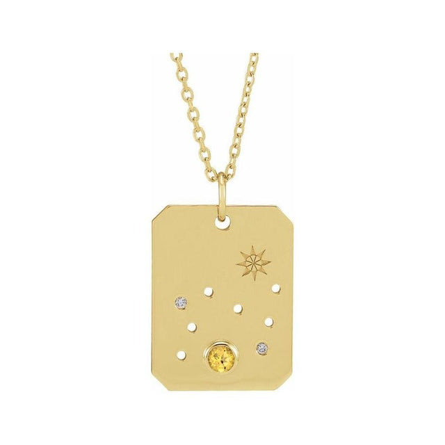 14K yellow gold Leo [constellation necklace], Leo Zodiac Constellation Necklace, 14K yellow gold Leo necklace