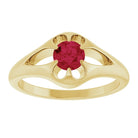 Ruby belcher-set cocktail ring in 14K yellow gold, handmade with recycled gold and eco-friendly gemstones.