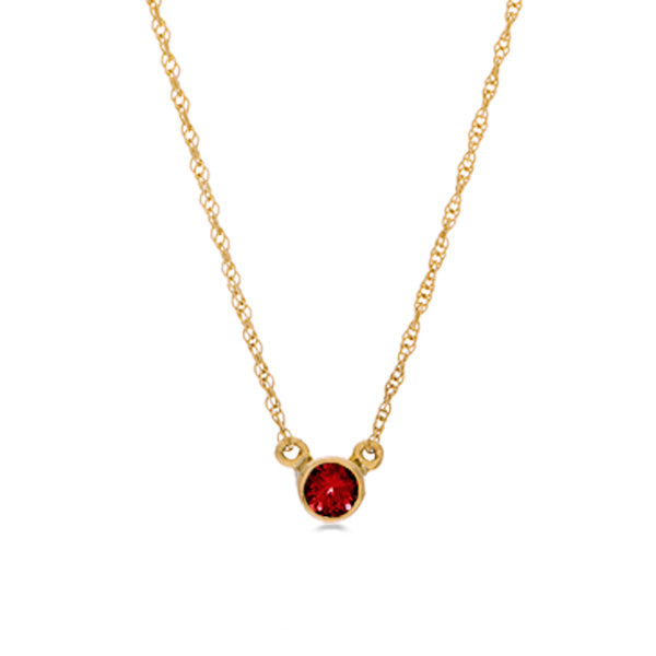 14K yellow gold Ruby necklace, 14K yellow gold Ruby solitaire necklace, 14K yellow gold Ruby birthstone necklace