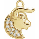 14K yellow gold Taurus Diamond Zodiac Charm, Taurus diamond charm, 14K yellow gold Taurus charm