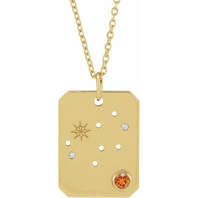 14K yellow gold Virgo [constellation necklace], Virgo Zodiac Constellation Necklace, 14K yellow gold Virgo necklace