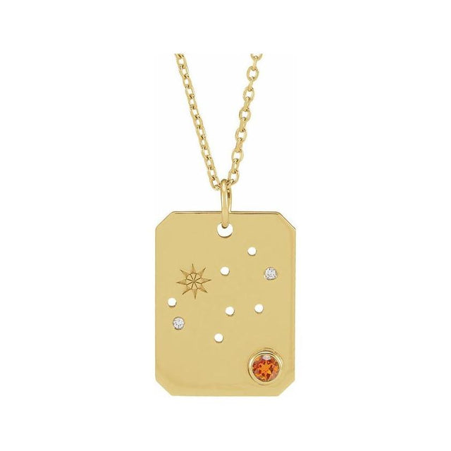 14K yellow gold Virgo [constellation necklace], Virgo Zodiac Constellation Necklace, 14K yellow gold Virgo necklace