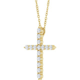 timeless diamond cross necklace on adjustable gold chain