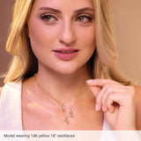 Personalized initial charm in gold or sterling silver layered on model variant--A variant--14K-yellow-gold
