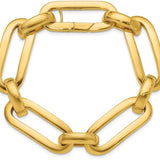 18K yellow gold link bracelet on display.