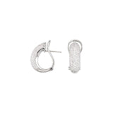 Pavé diamond hoop earrings in 14K white gold, angled view showing continuous sparkle
