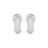 Pavé diamond hoop earrings in 14K white gold, side profile showing thickness