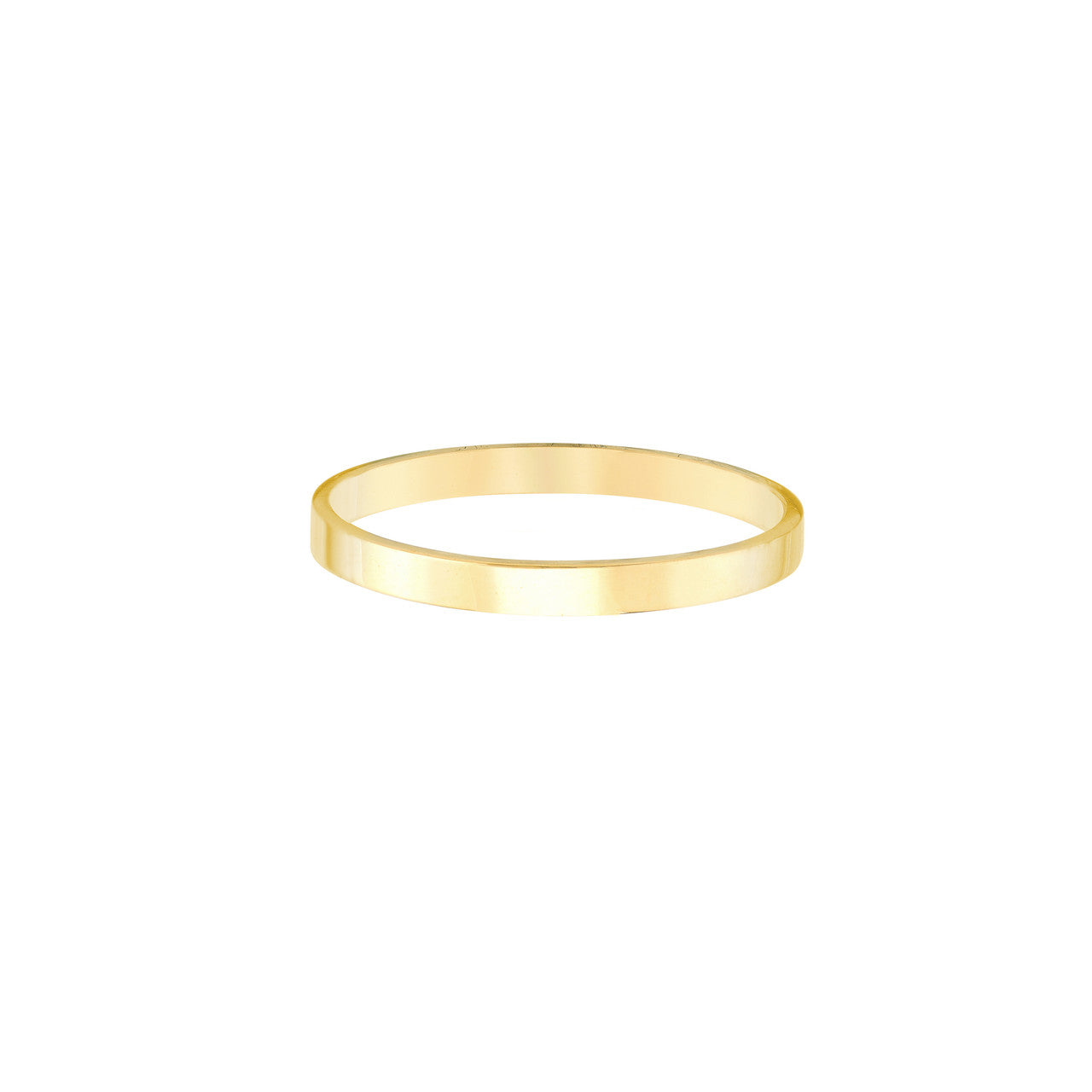 2mm 18K yellow gold stackable band on display