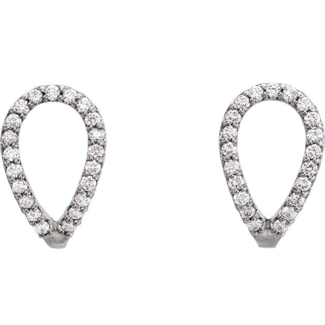 14K White 1/5 CTW Natural Diamond Geometric J-Hoop Earrings