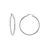 3mm wide tube hoop earrings in polished sterling silver silver white gold white gold variant--40mm variant--Sterling-silver variant--10K-white-gold variant--14K-white-gold