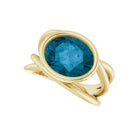 4.75 CT London Blue Topaz sculptural gold ring