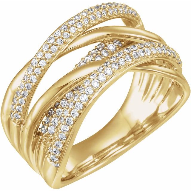Gold and diamond swirl ring on hand, styled close-up yellow gold variant--14K-yellow-gold