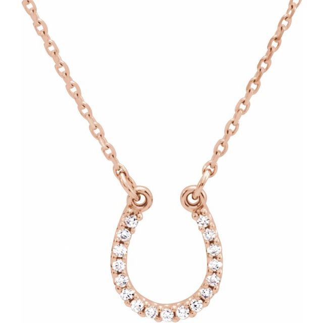 rose gold diamond horseshoe necklace variant--14K-rose-gold