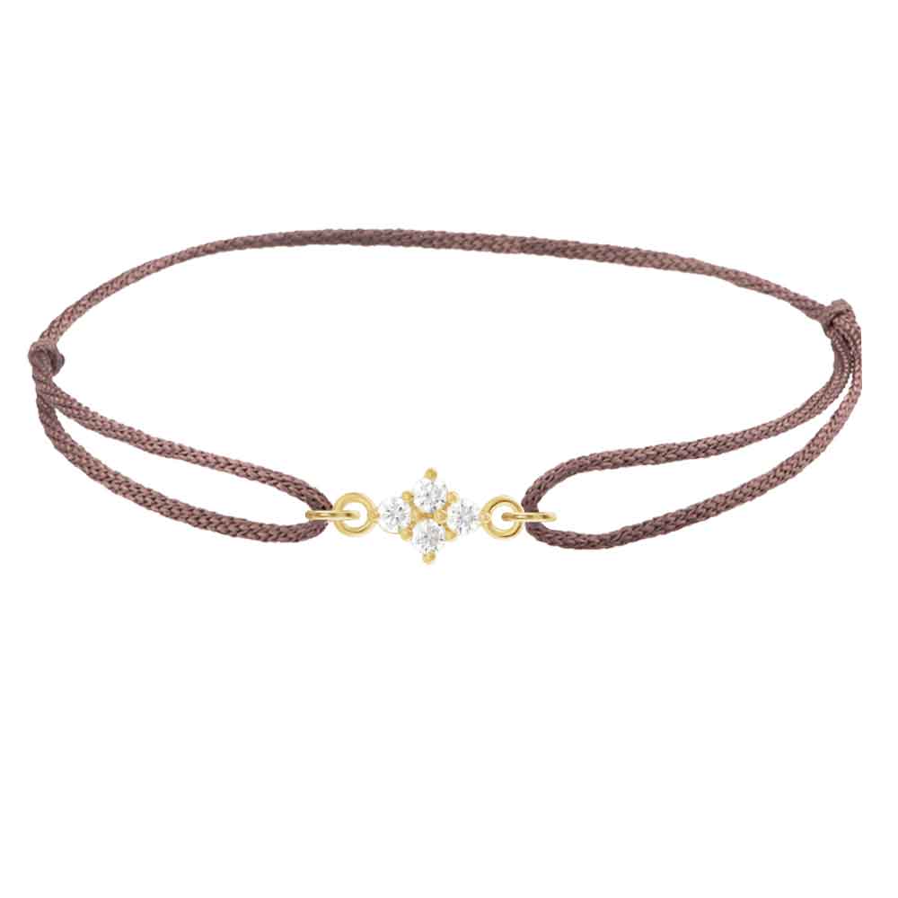 Silks cluster diamond bracelet in 14K gold on waterproof silk cord yellow gold variant--14K-yellow-gold