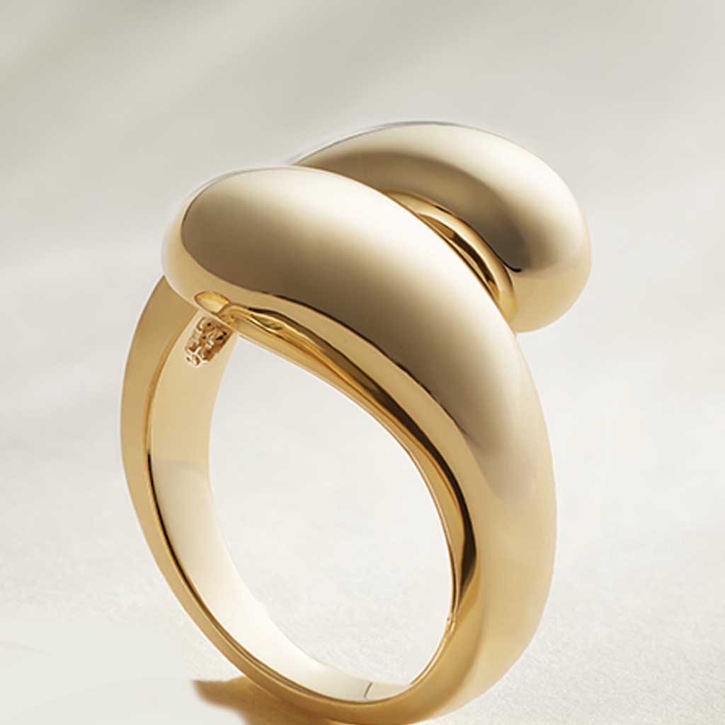 Puff Rib Ring Puff Bypass Ring: 14K Gold or Silver | EG Jewelry