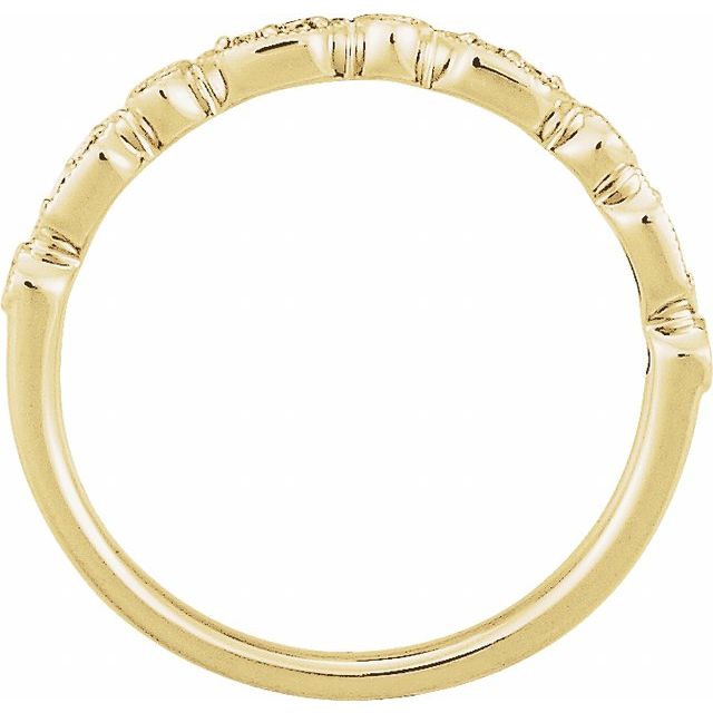 Milgrain diamond band, angled view showing vintage beaded edge variant--14K-yellow-gold