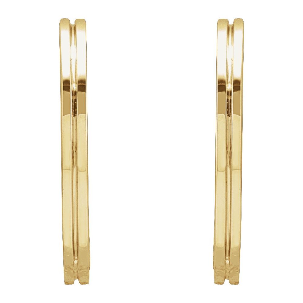 Grooved huggie hoop earrings in 14K yellow gold, alternate angle