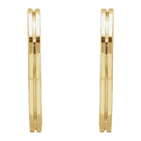 Grooved huggie hoop earrings in 14K yellow gold, alternate angle