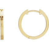 Grooved huggie hoop earrings in 14K yellow gold, front product view