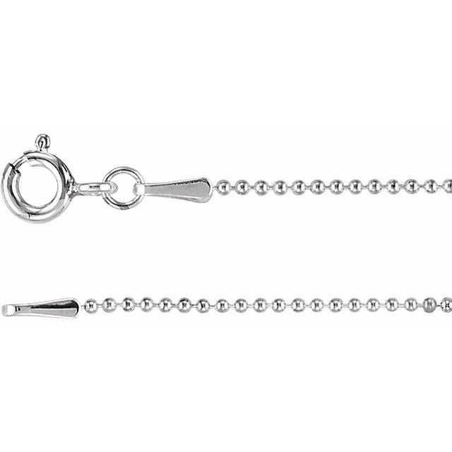 White gold bead chain with faceted beads variant--Sterling-silver variant--18in variant--20in