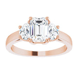 14K Rose 7x5 mm Emerald Engagement Ring Mounting variant--Emerald variant--1CT variant--14K-rose-gold