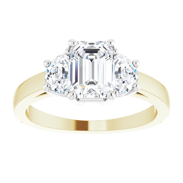 14K Yellow & White 7x5 mm Emerald Engagement Ring Mounting/white-gold/white-gold variant--Emerald variant--1CT variant--14K-yellow/white-gold